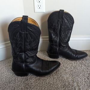 Nocona Black Leather Cowboy Boots sz 9